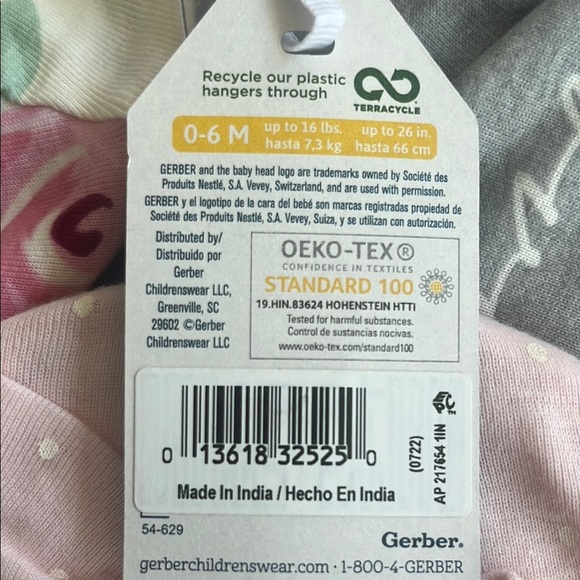 Gerber Baby Girls' Pink and Gray Caps Set - Picture 4 of 4